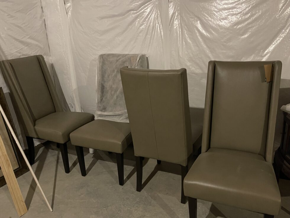 Gray Leather Dining Chairs - River Market Antiques