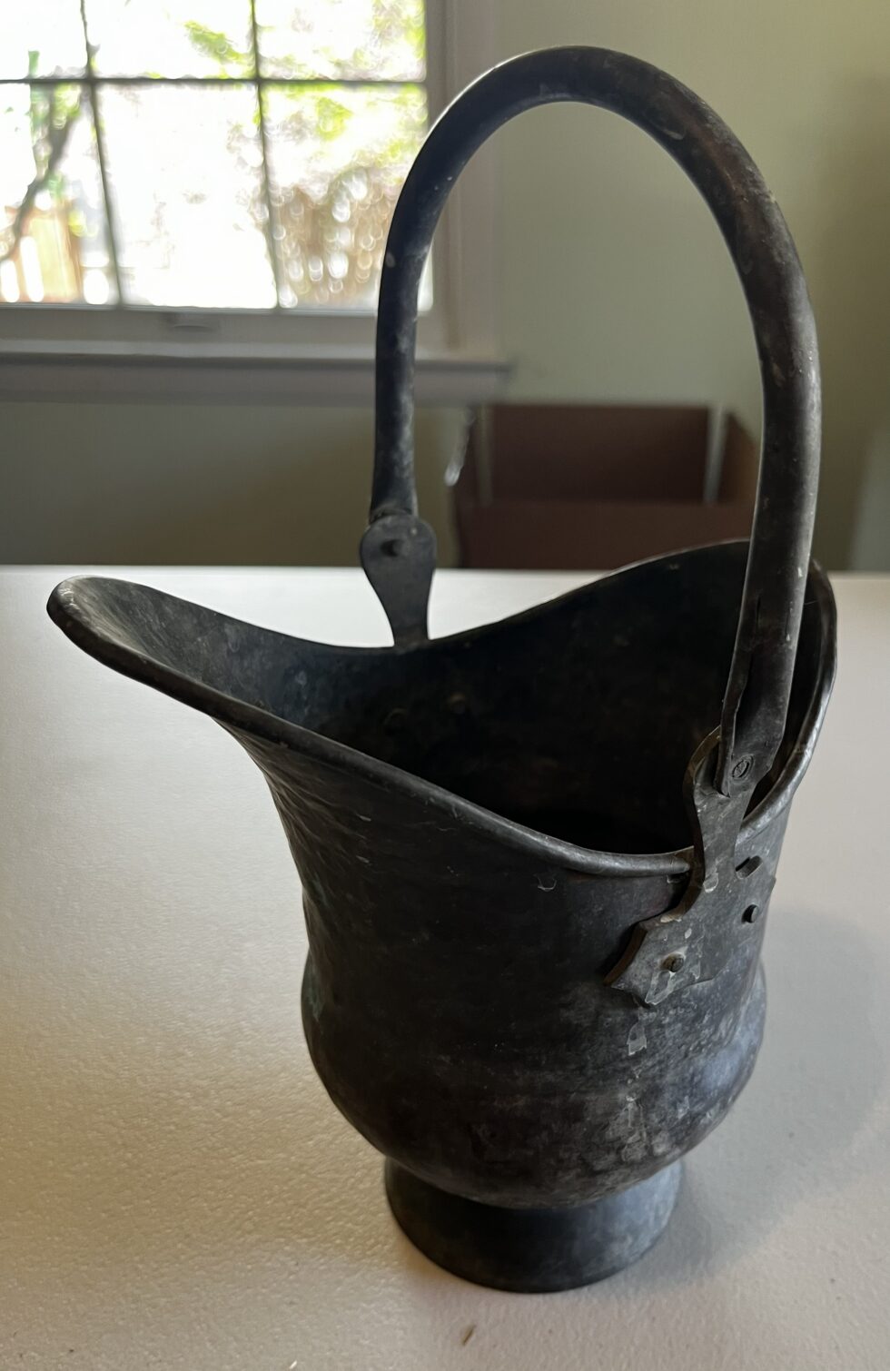 Rustic Ash Bucket Antique Coal Ash Bucket Scuttle Metal Fireplace Hod Primitive Rustic ...